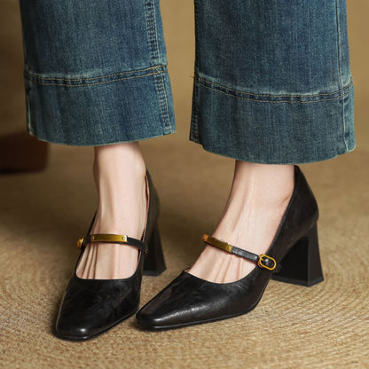 Marleon læderrem pumps