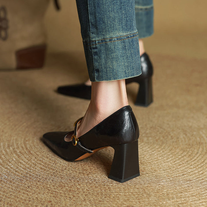 Zapatos de tacón con correa de cuero Marleon