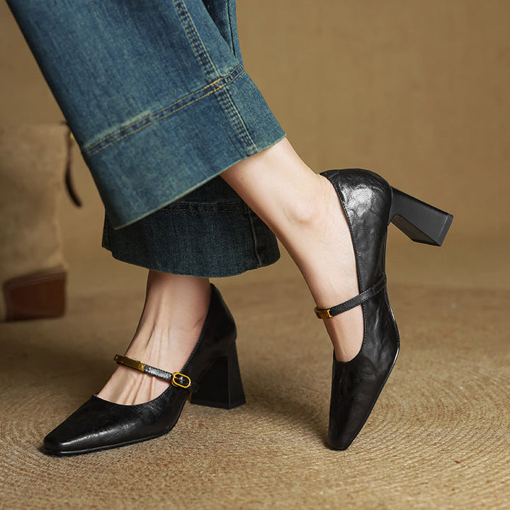 Zapatos de tacón con correa de cuero Marleon