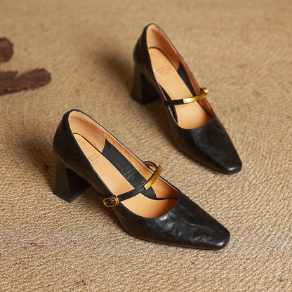 Marleon læderrem pumps