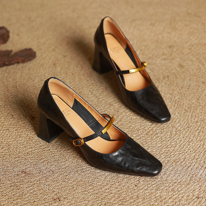 Zapatos de tacón con correa de cuero Marleon