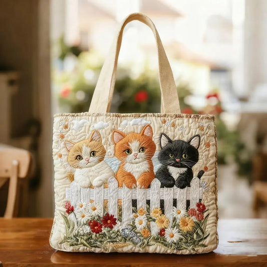 Garden Kittens | Ručně vyrobená prošívaná taška