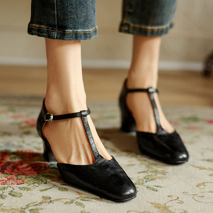 Elowen Leder T-Riemchen Pumps