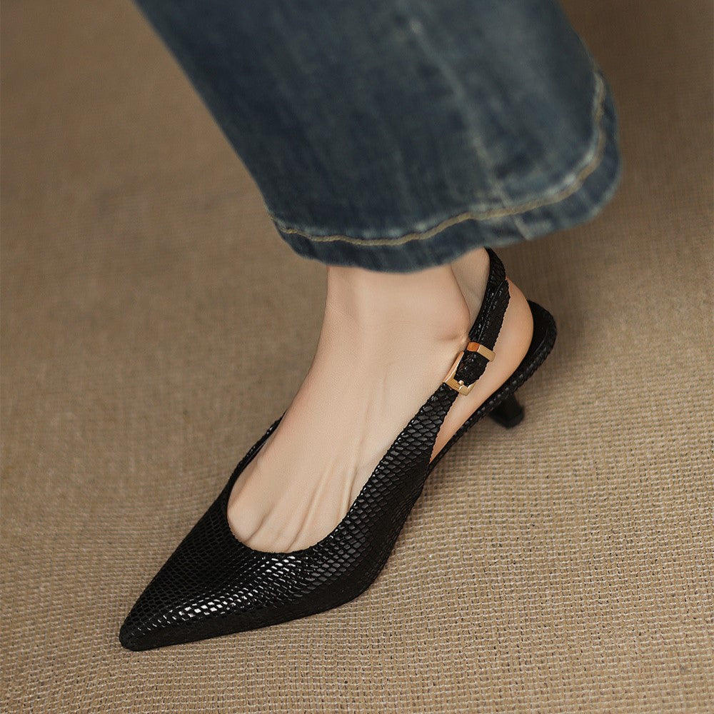 Tacones destalonados de cuero puntiagudos Céliane