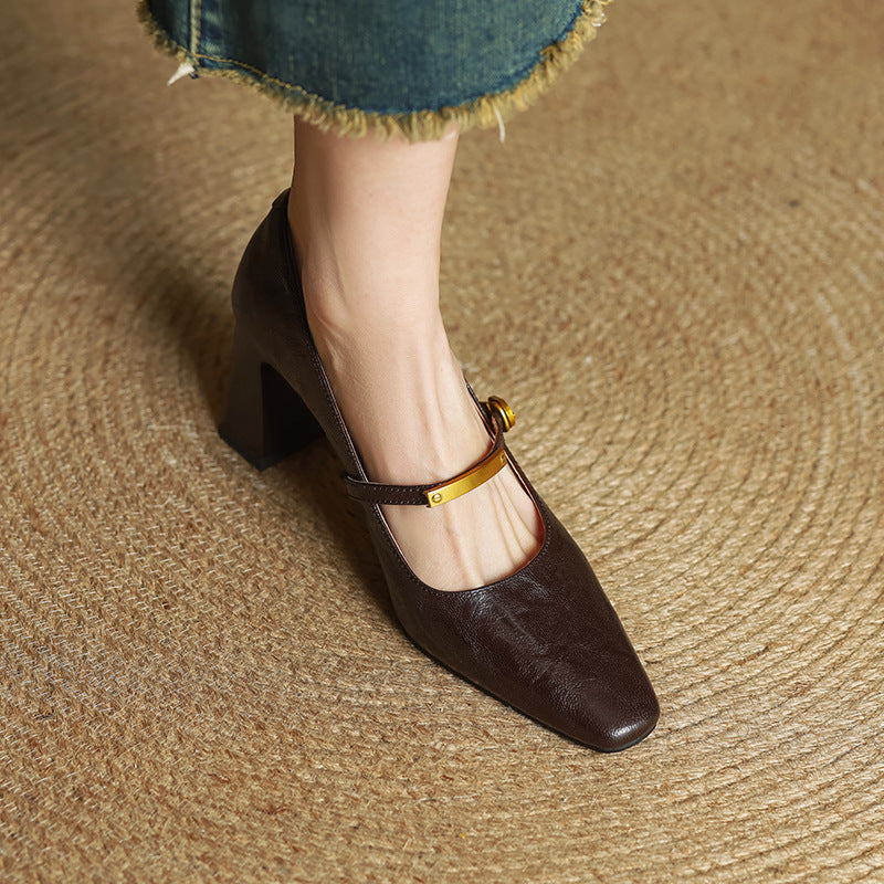 Zapatos de tacón con correa de cuero Marleon