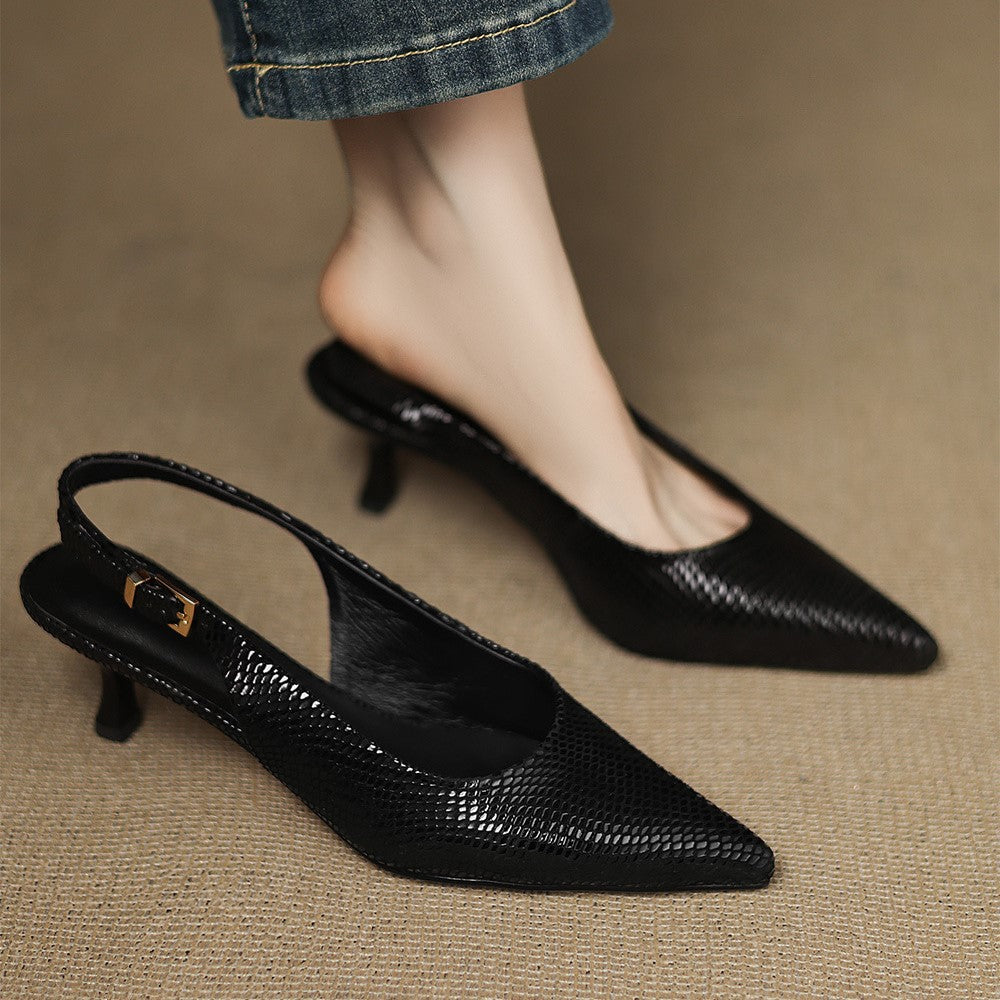 Tacones destalonados de cuero puntiagudos Céliane