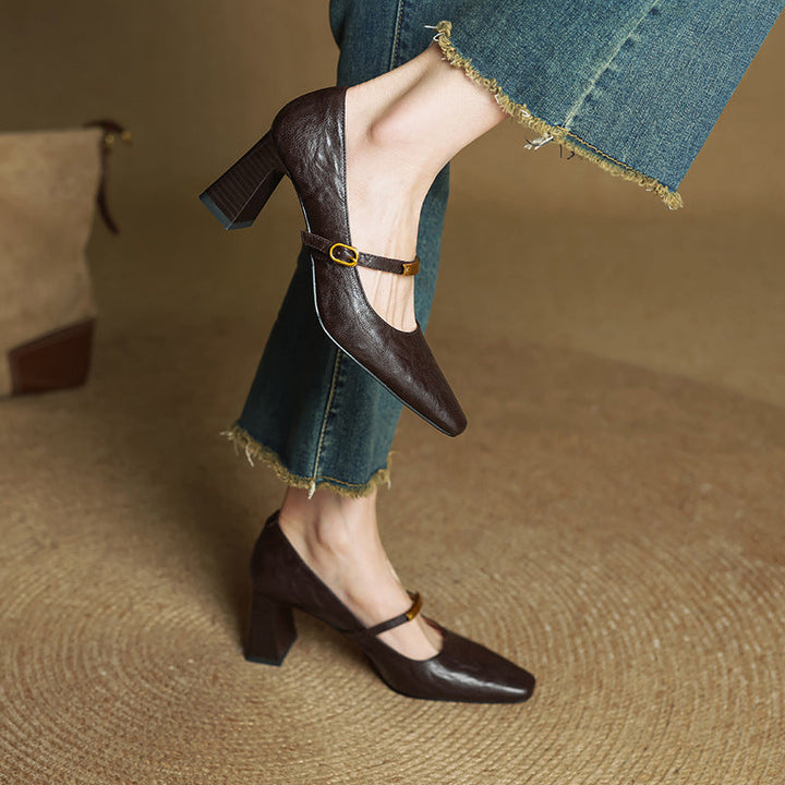 Zapatos de tacón con correa de cuero Marleon