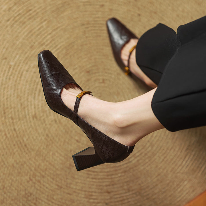 Zapatos de tacón con correa de cuero Marleon