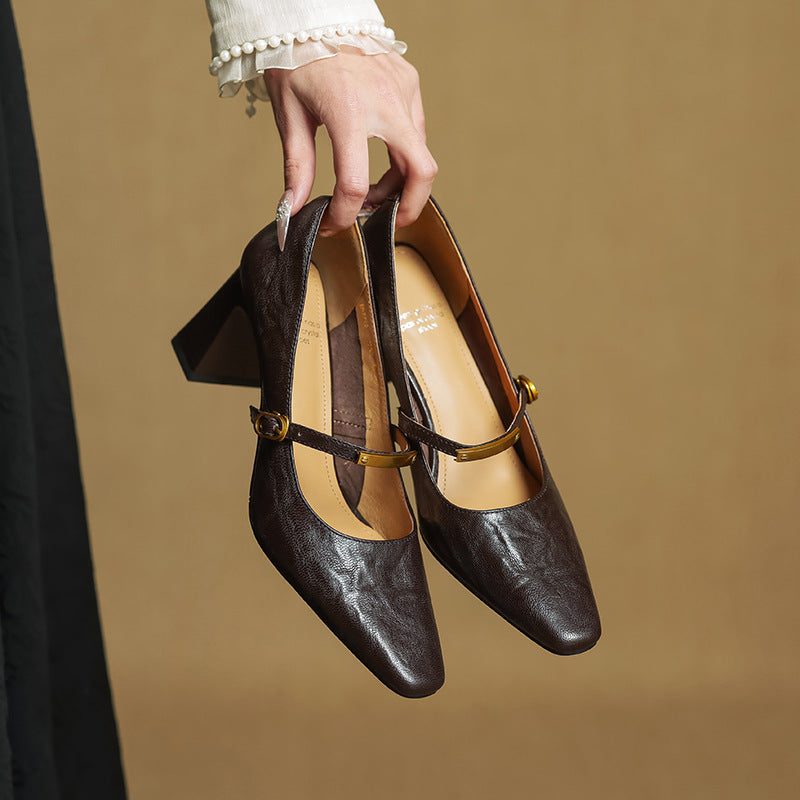 Zapatos de tacón con correa de cuero Marleon