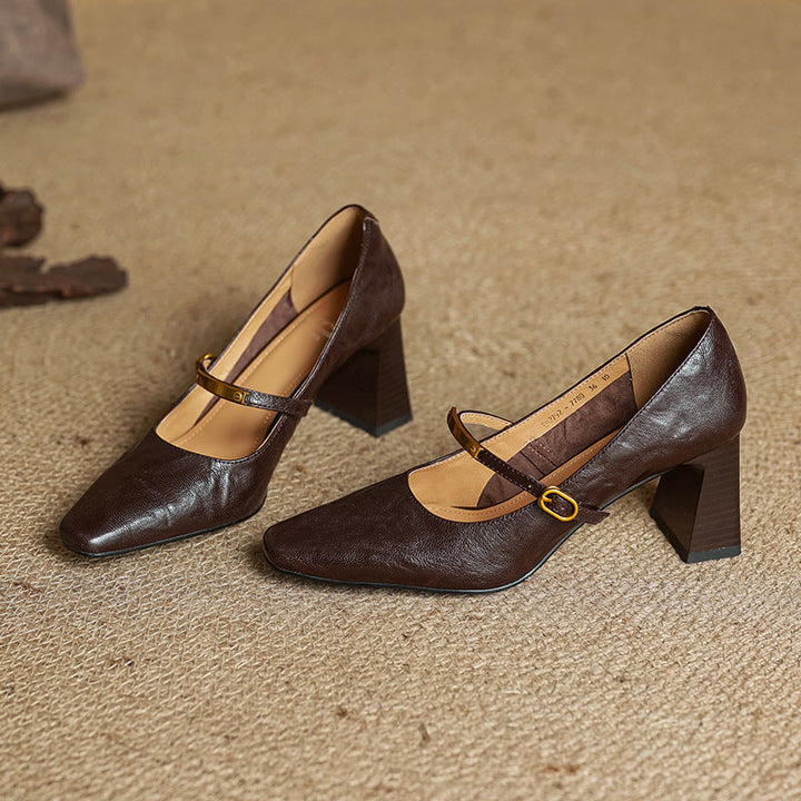 Zapatos de tacón con correa de cuero Marleon