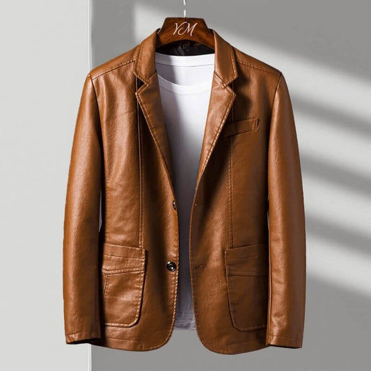 Zari | Men's Faux Leather Blazer Jacket