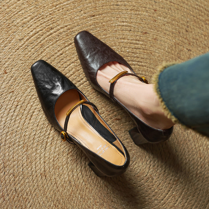 Zapatos de tacón con correa de cuero Marleon