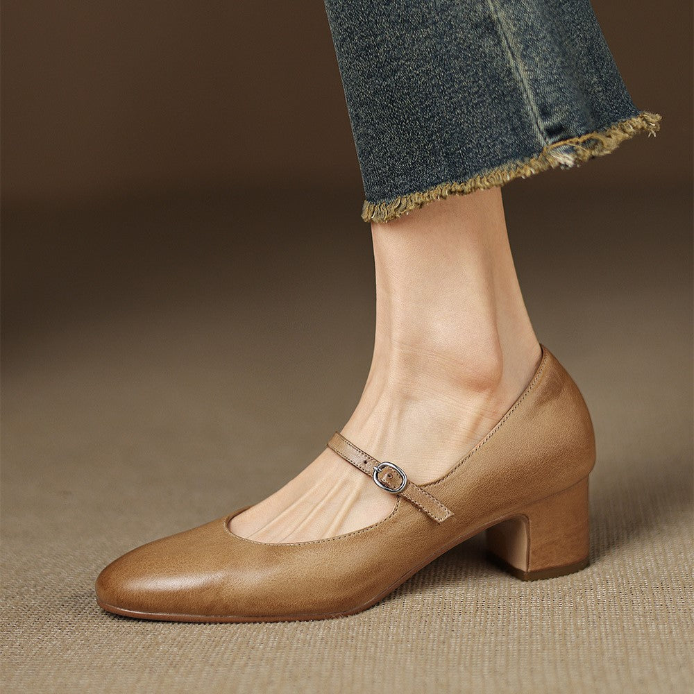 Corinne Leder Mary Jane mit rundem Zehenbereich