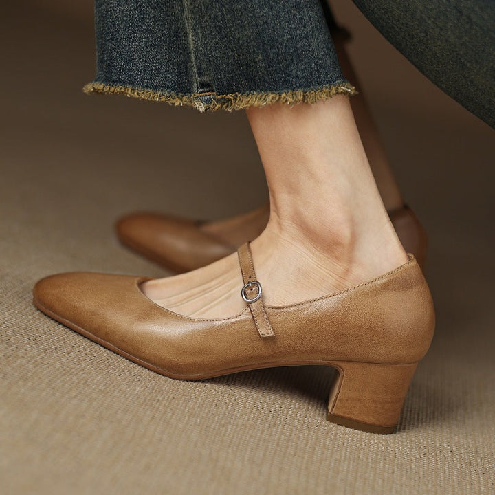 Corinne Leder Mary Jane mit rundem Zehenbereich