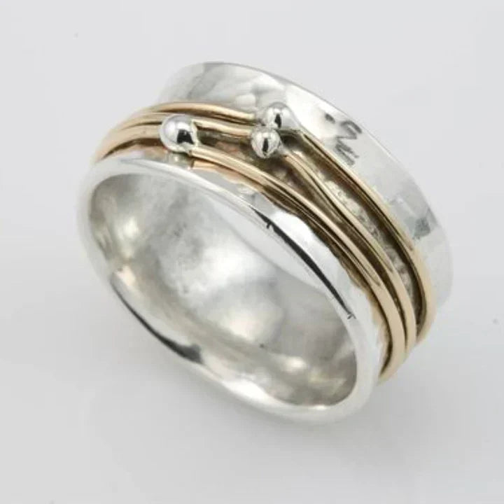 Anel de Prata em Camadas Dourado Vintage | Dourado Misto