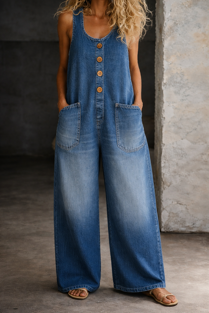 Saylor | Jardineira Vintage de Jeans de Algodão Lavado