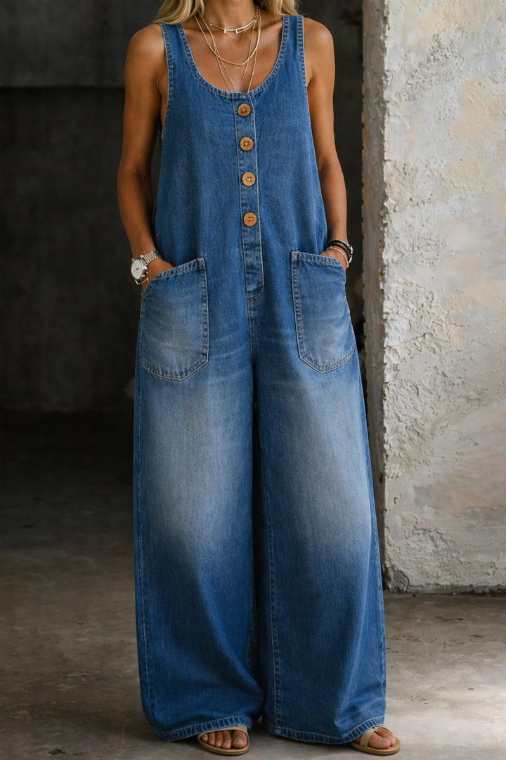 Saylor | Jardineira Vintage de Jeans de Algodão Lavado