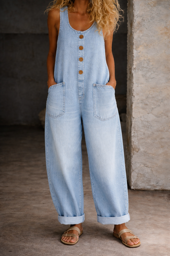 Saylor | Jardineira Vintage de Jeans de Algodão Lavado