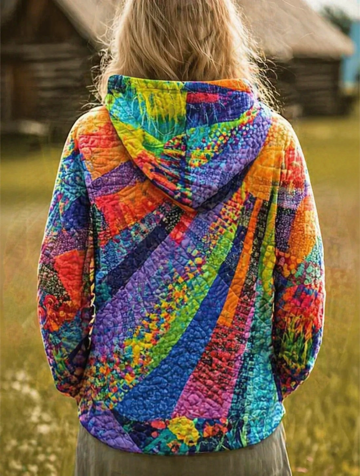 Laura™ | Moletom com Capuz Boêmio Multicolorido em Patchwork