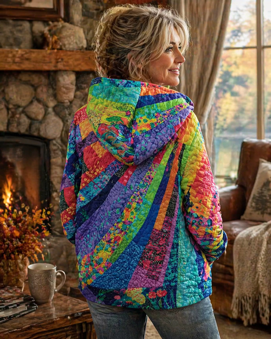 Laura™ | Moletom com Capuz Boêmio Multicolorido em Patchwork