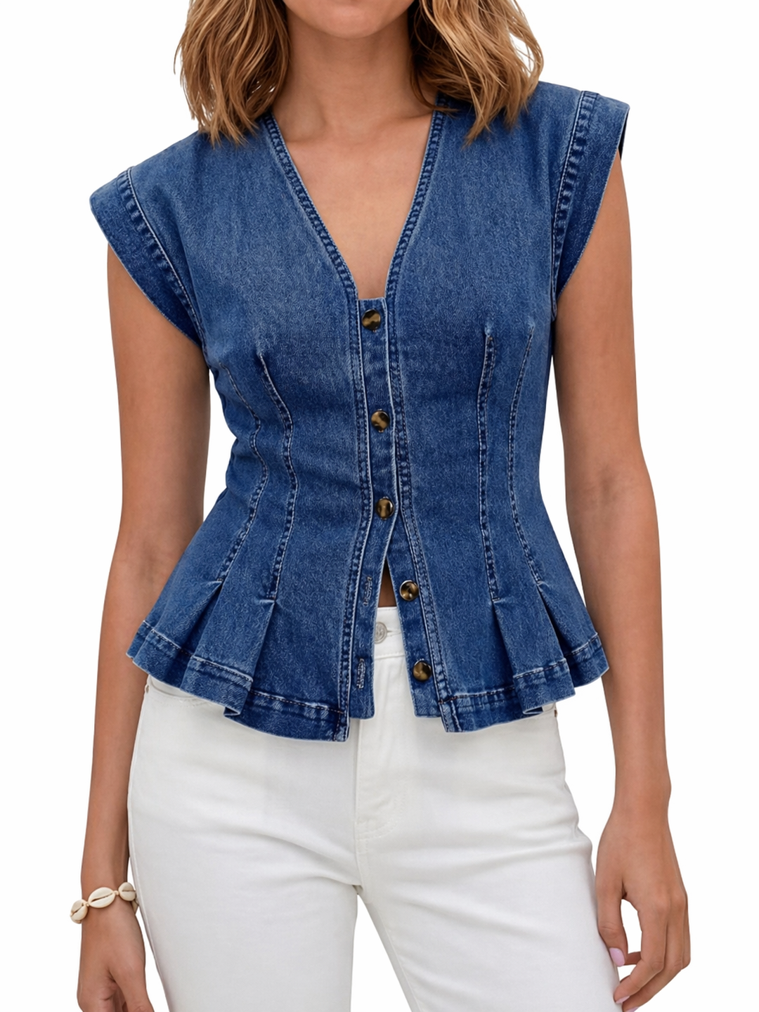 Viera | Blusa de mezclilla con escote en V
