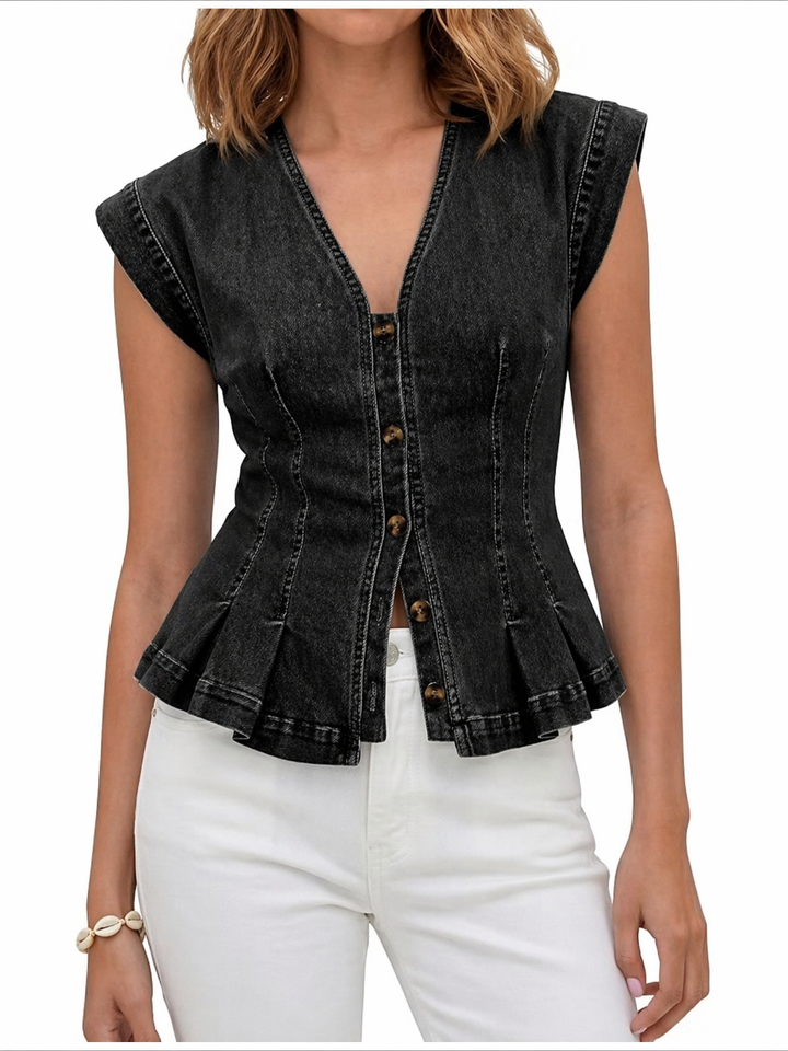Viera | Blusa de mezclilla con escote en V