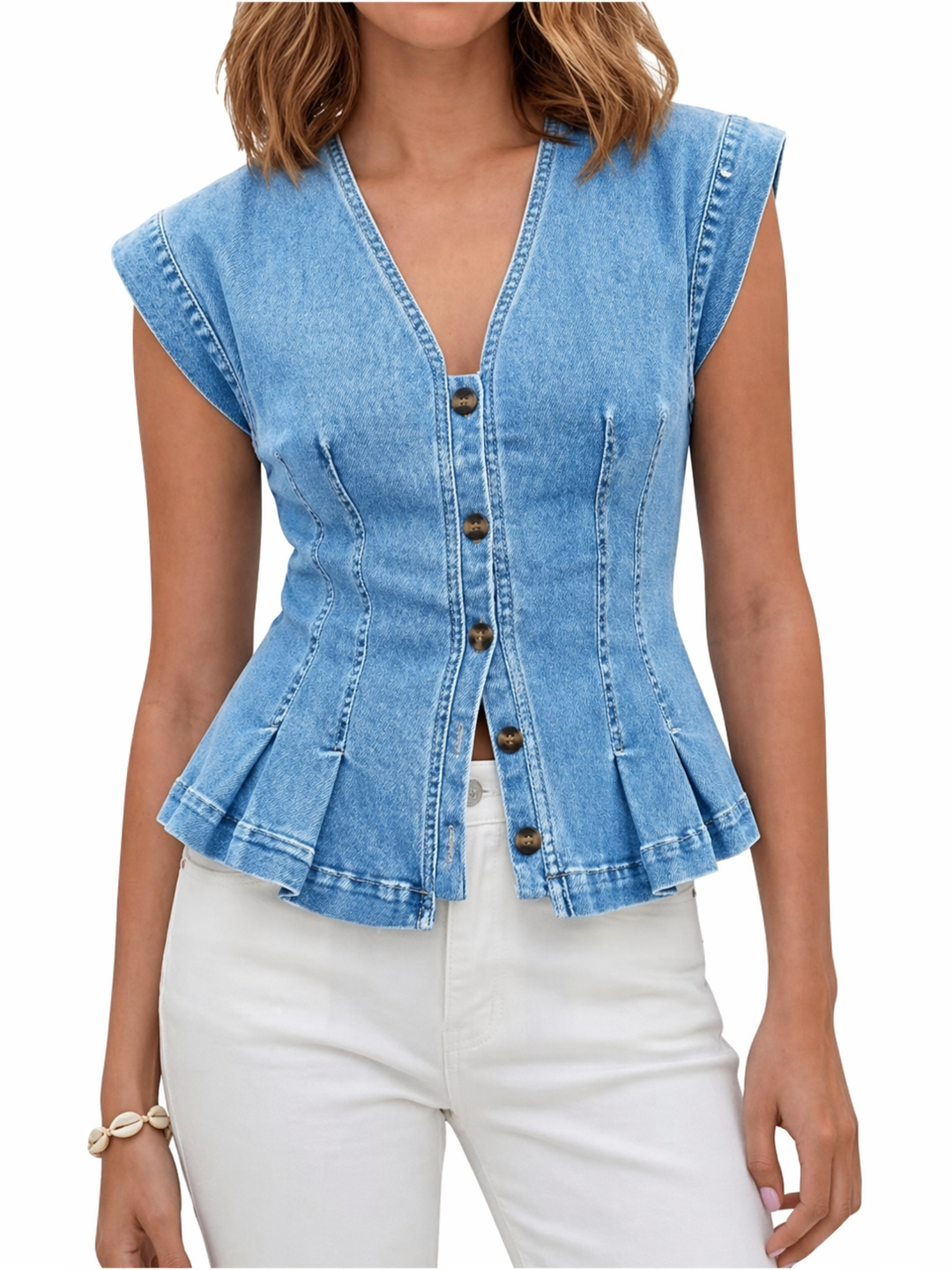 Viera | Blusa de mezclilla con escote en V