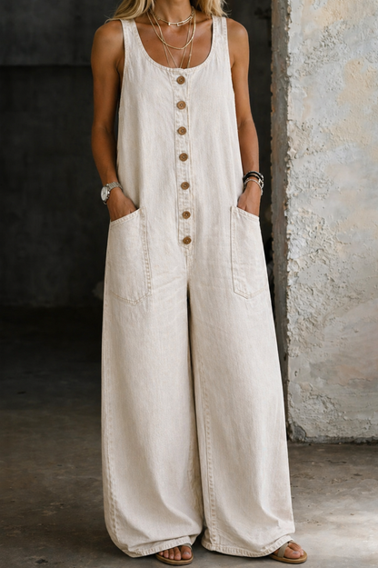 Saylor | Vintage gewaschene Baumwoll-Denim-Latzhose