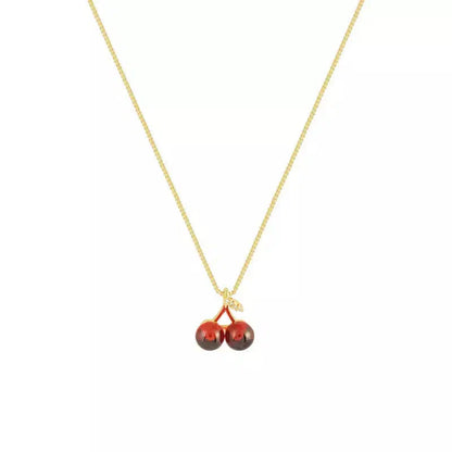 Cléora | Goldkette mit funkelnden Kirschanhängern
