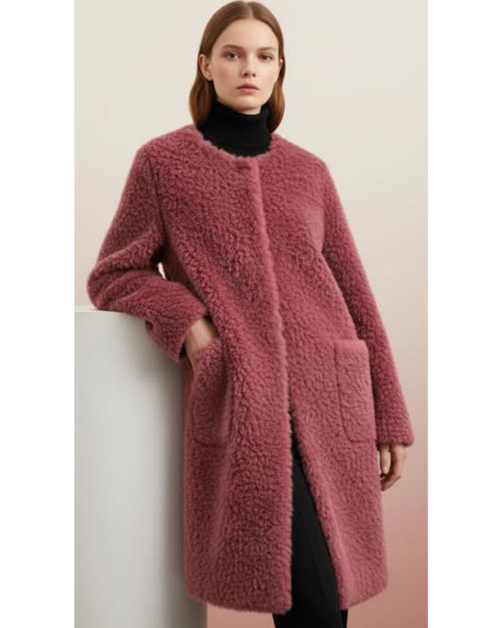 Cecille – Teddyfrakke i ægte lammeskind med shearling