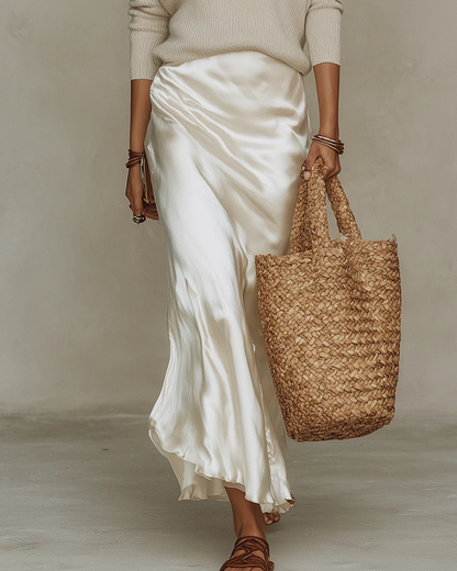 Elena | Satin-Midikleid mit passendem Pullover