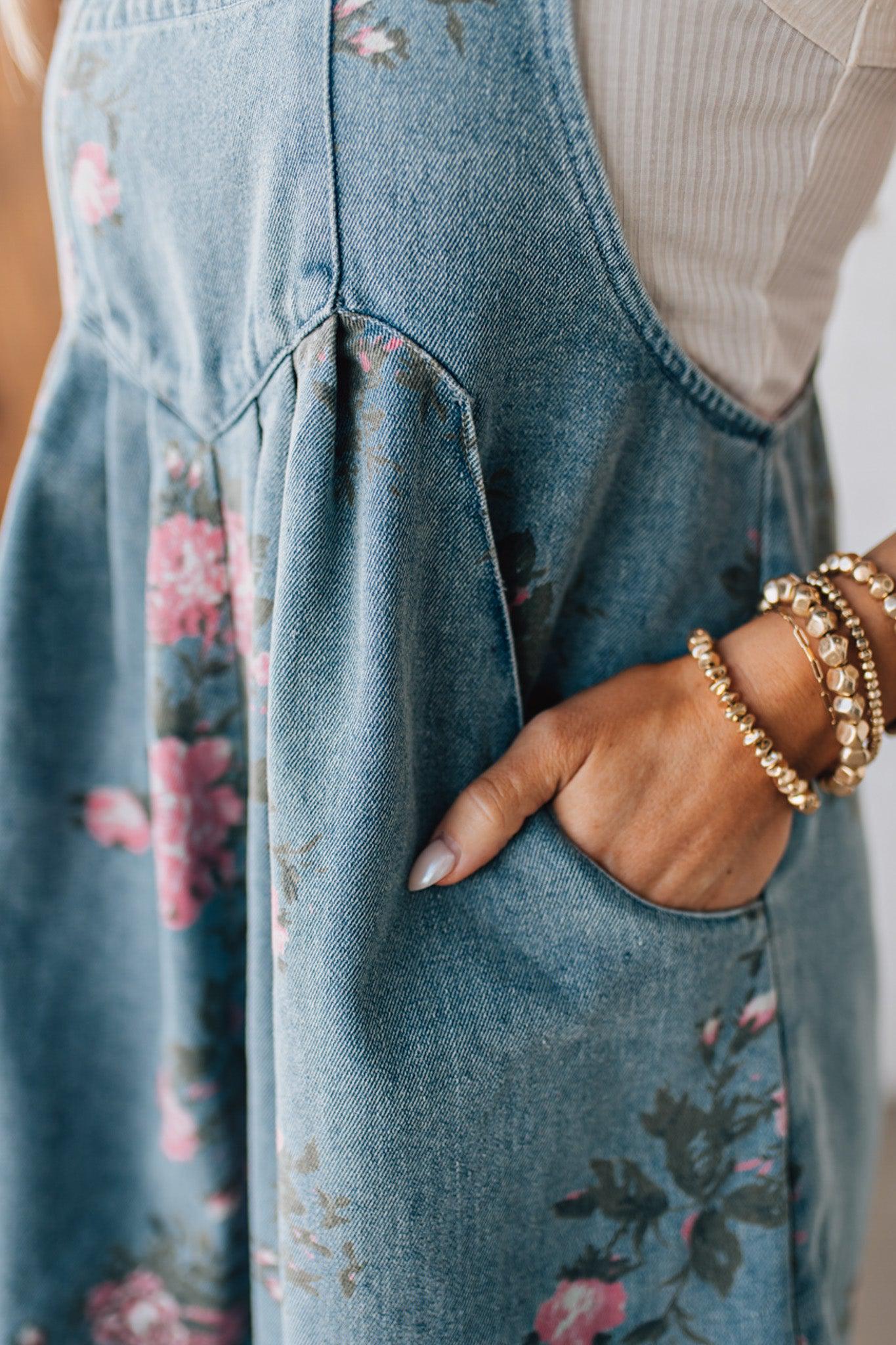 LUCINDA | FLORAL DENIM SHORTALLS