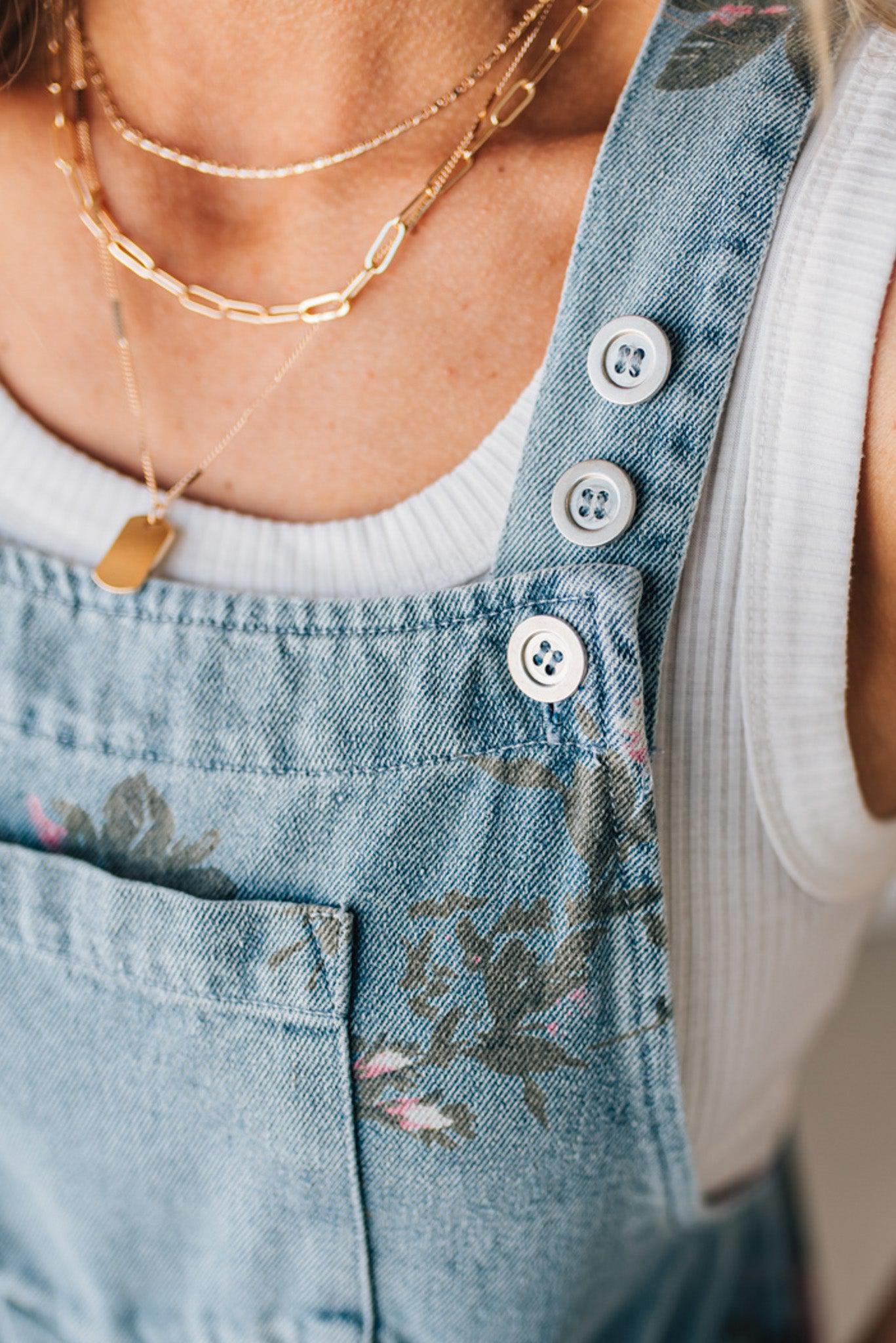 LUCINDA | FLORAL DENIM SHORTALLS