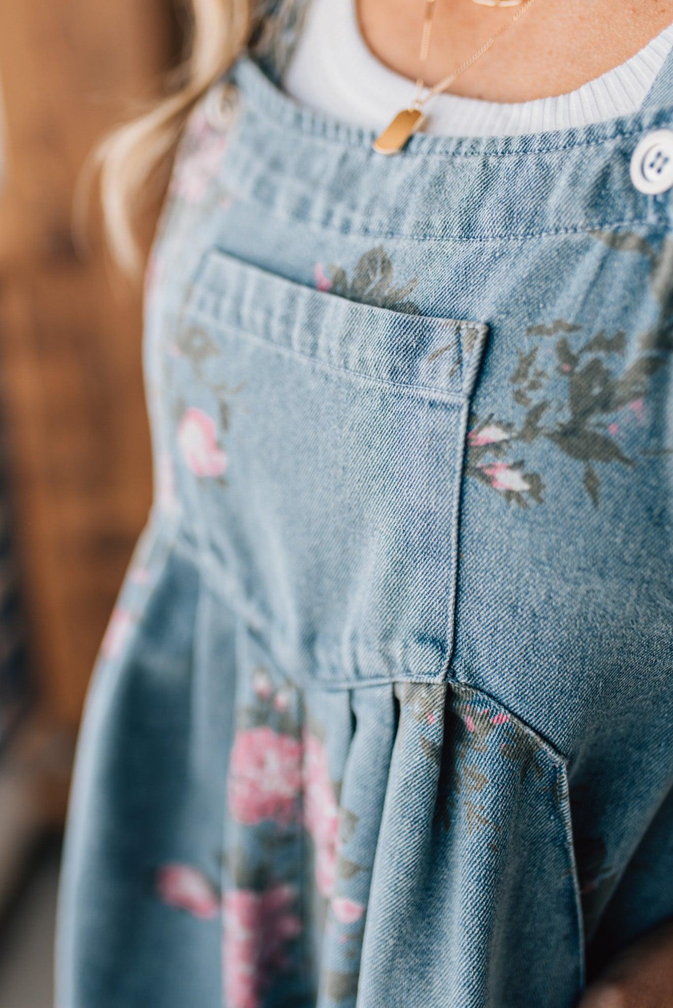 LUCINDA | FLORAL DENIM SHORTALLS