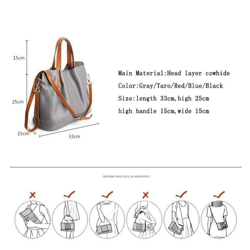 Alana | Handtaschen aus echtem Leder, Kopfhaut-Rindsleder mit Litschi-Struktur, Damentasche