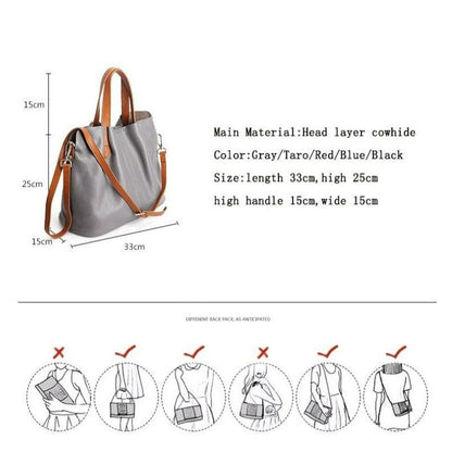 Alana | Handtaschen aus echtem Leder, Kopfhaut-Rindsleder mit Litschi-Struktur, Damentasche