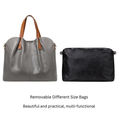 Alana | Handtaschen aus echtem Leder, Kopfhaut-Rindsleder mit Litschi-Struktur, Damentasche