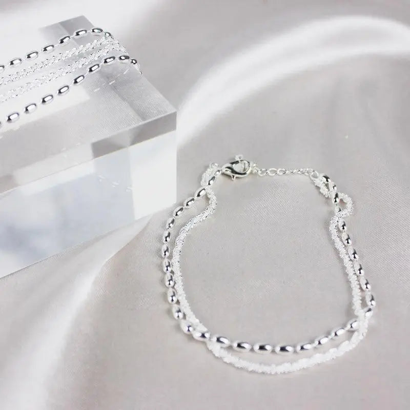 Silberarmband-Set mit Zirkonia-Details