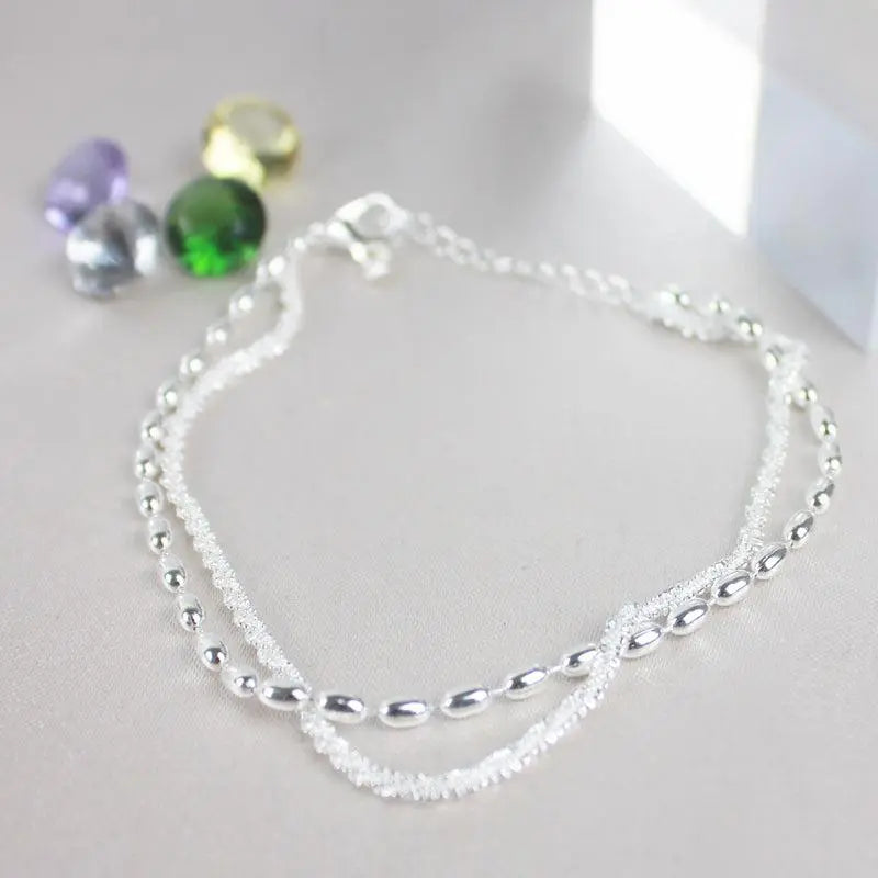 Silberarmband-Set mit Zirkonia-Details