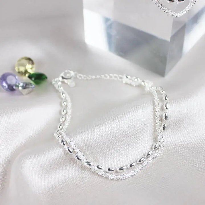 Silberarmband-Set mit Zirkonia-Details