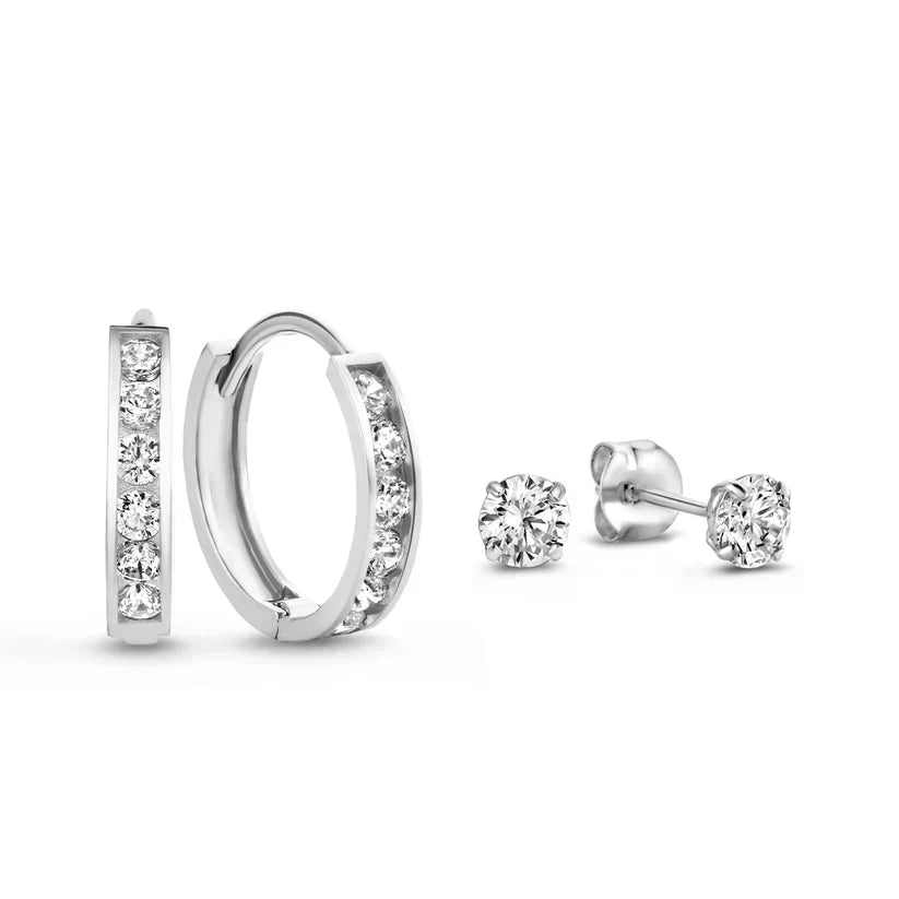 Conjunto de brincos de pedra Dara Brillane | Ouro branco