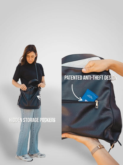Souf | Luxus-Ledertasche im Hobo-Stil mit Diebstahlschutz
