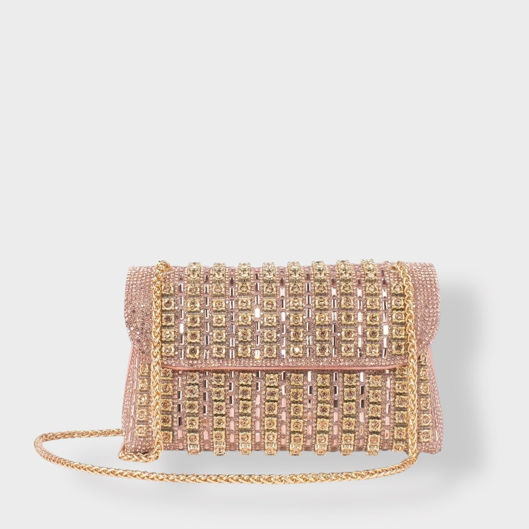 Stellina | Elegante Schultertasche mit Kette und farbigen Diamanten