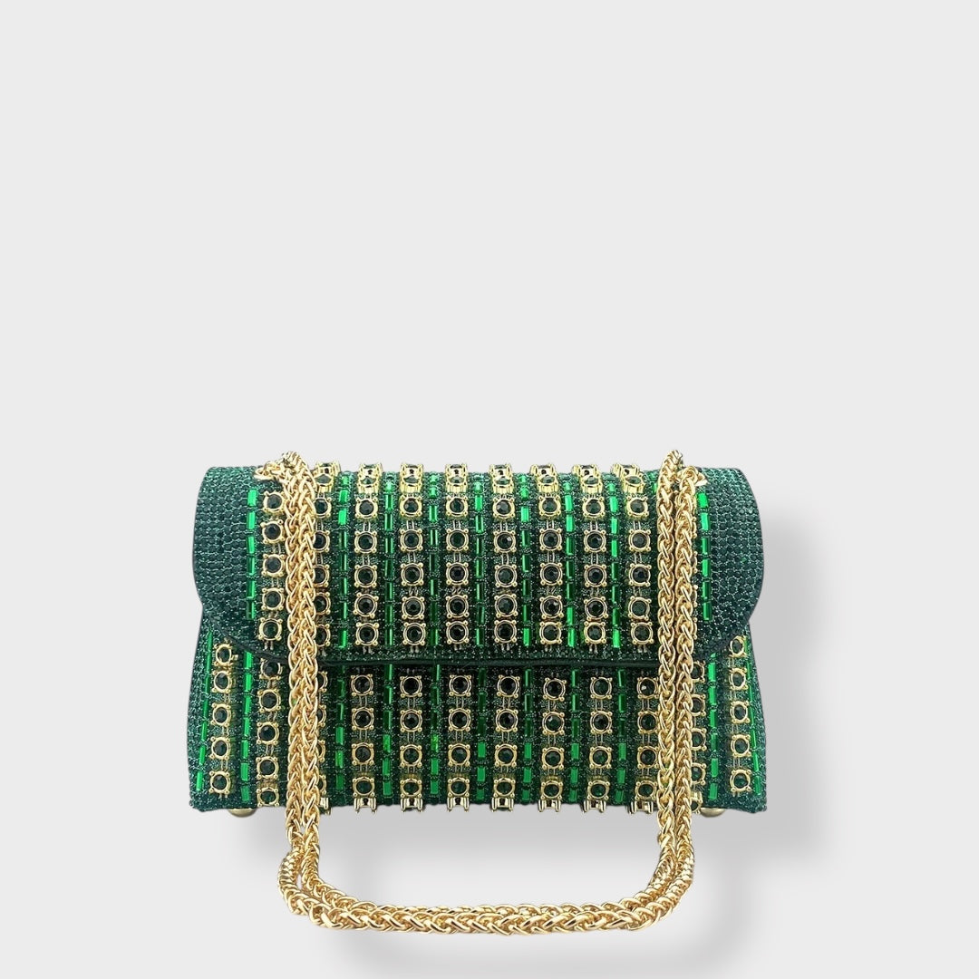 Stellina | Elegante Schultertasche mit Kette und farbigen Diamanten