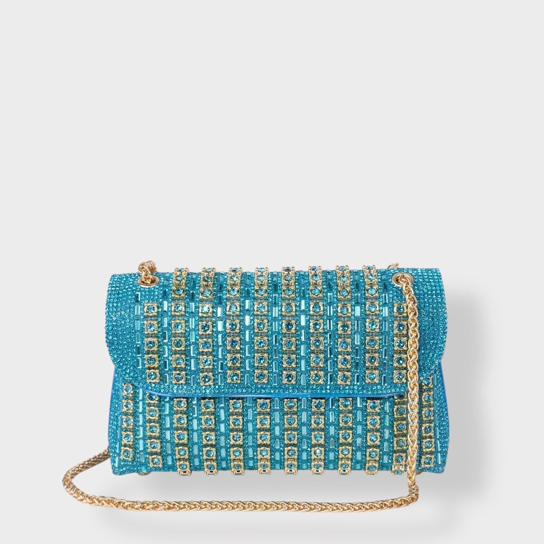 Stellina | Elegante Schultertasche mit Kette und farbigen Diamanten
