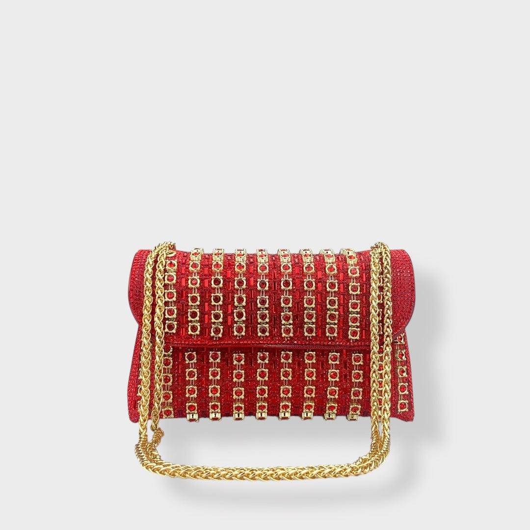 Stellina | Elegante Schultertasche mit Kette und farbigen Diamanten