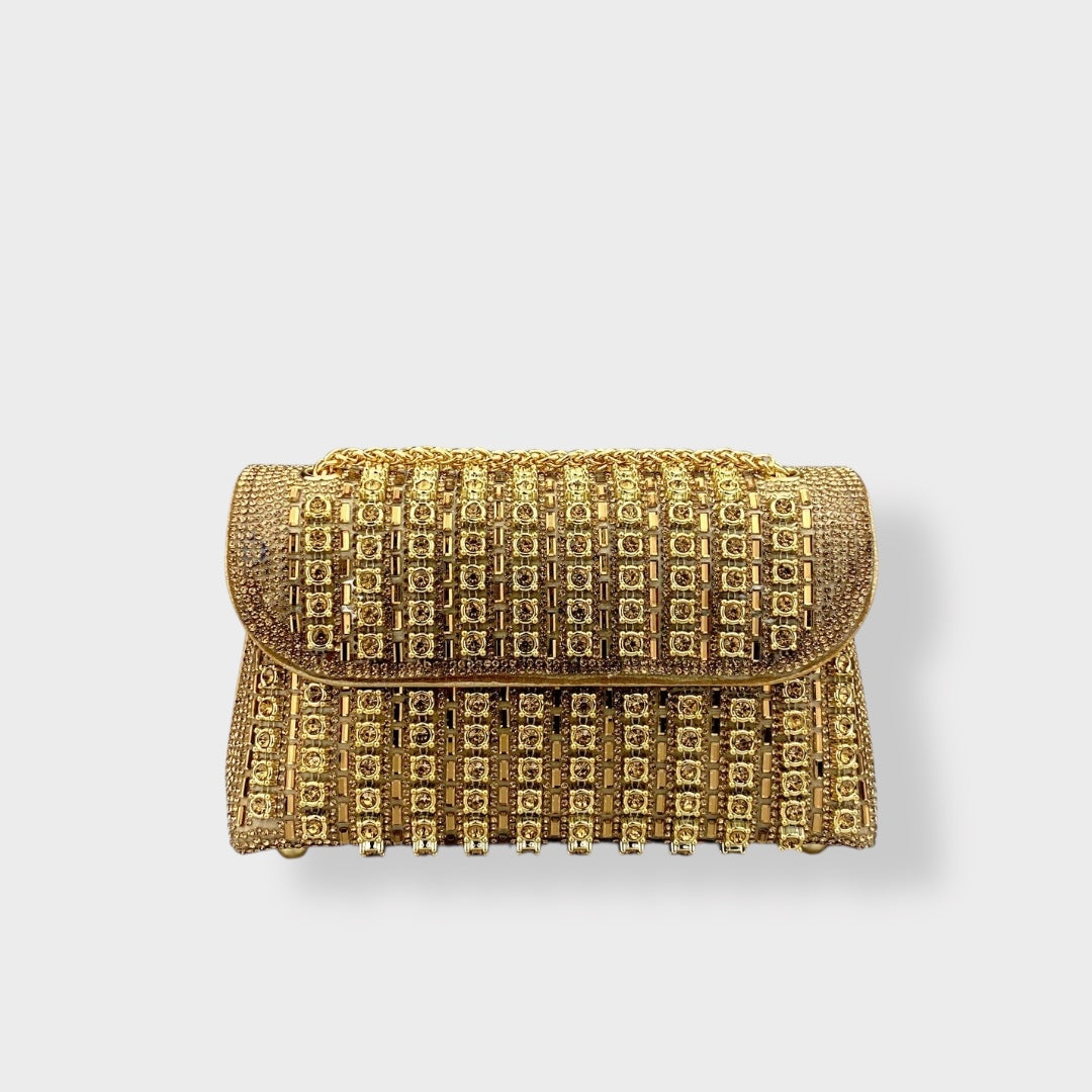 Stellina | Elegante Schultertasche mit Kette und farbigen Diamanten