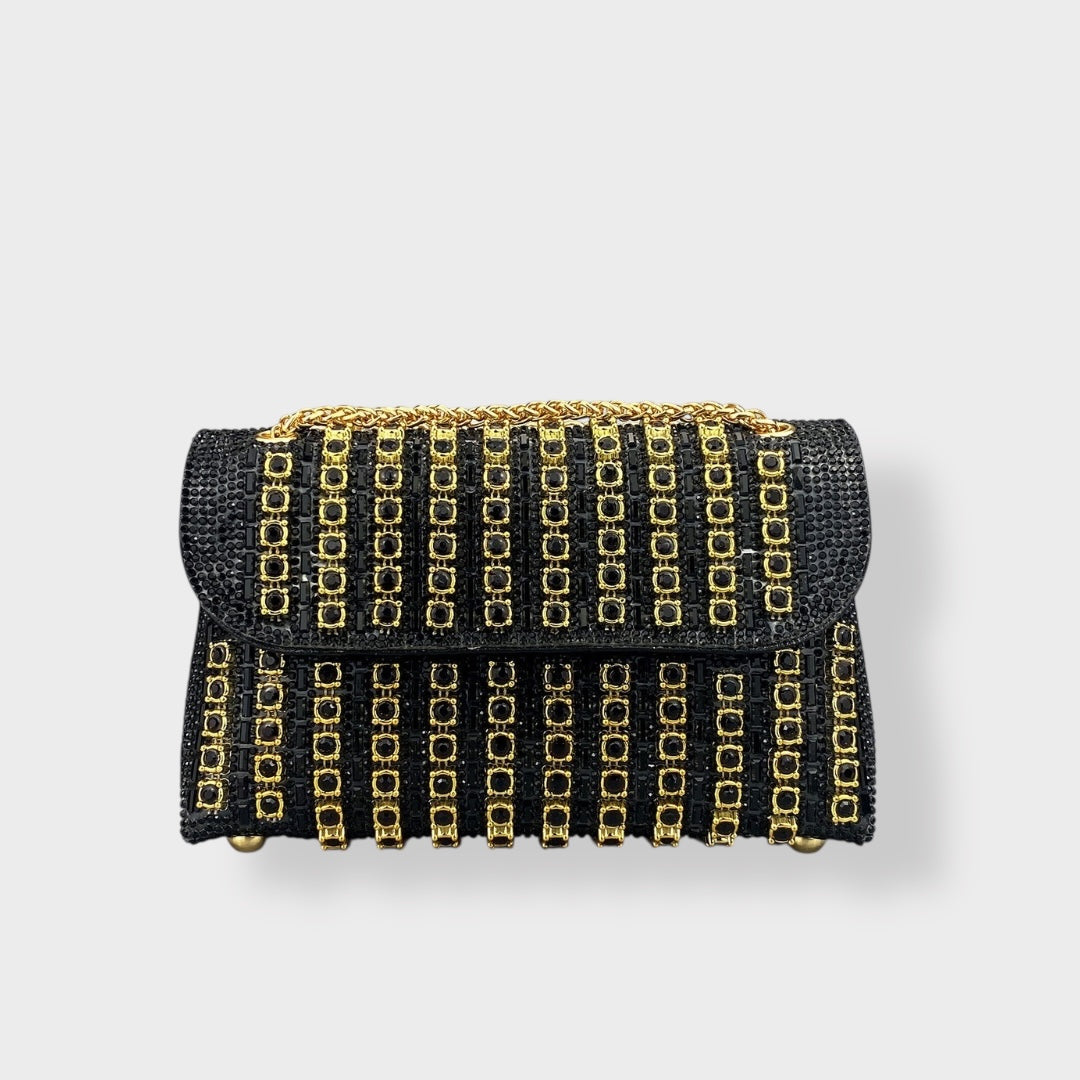 Stellina | Elegante Schultertasche mit Kette und farbigen Diamanten
