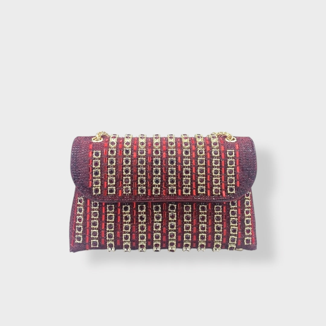 Stellina | Elegante Schultertasche mit Kette und farbigen Diamanten