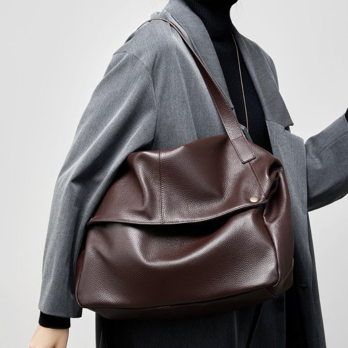Adriani | Bolsa minimalista retrô macia de couro legítimo para uso diário